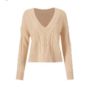 Cabi cropped cable pullover size Large
